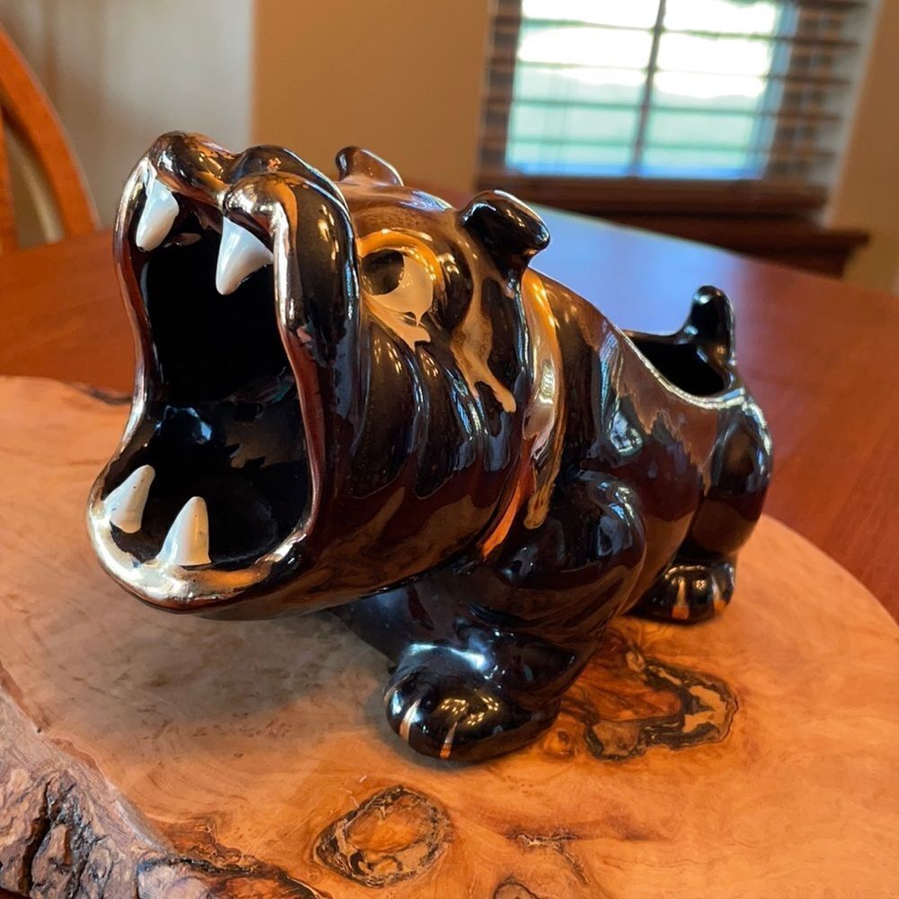 Mid-Century Ceramic Bulldog Planter Japan